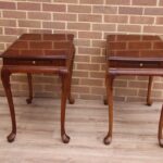 Pair of Queen Anne Mahogany Lamp Tables with Pull-Out Slides