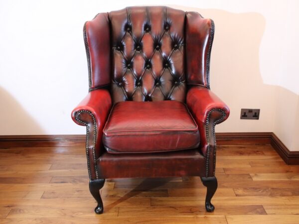 Chesterfield Wingback Ox Blood Armchair 