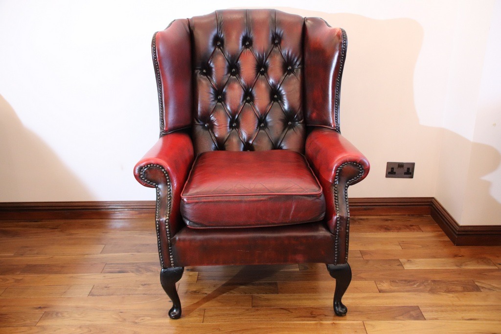 IMG_9393 Chesterfield Wingback Ox Blood Armchair - Image 1