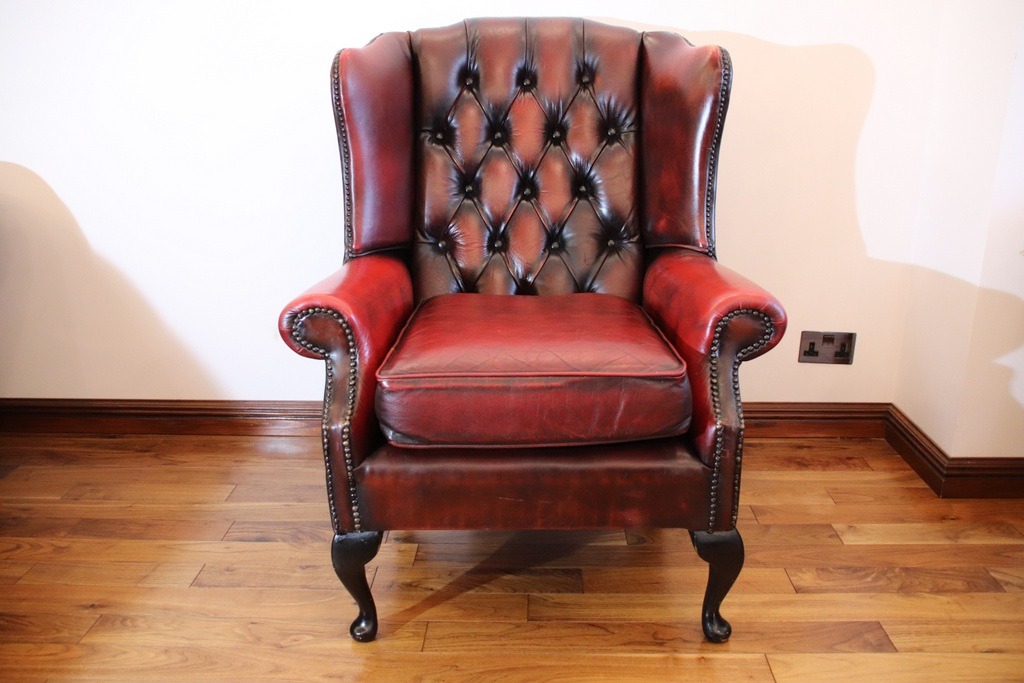 Chesterfield Wingback Ox Blood Armchair  - Image 3