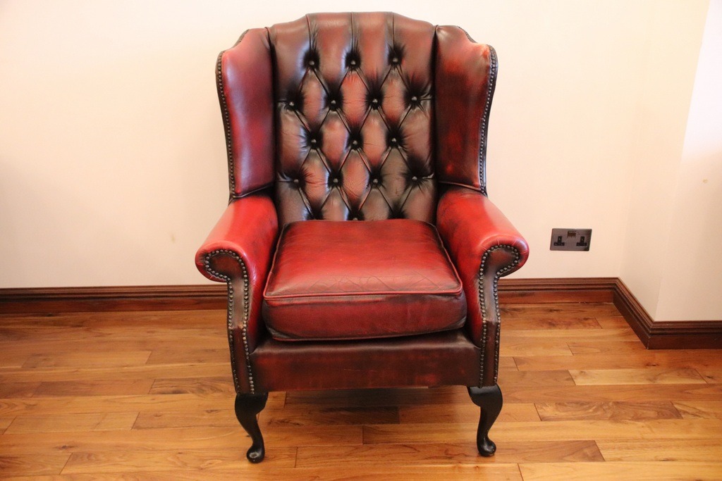 Chesterfield Wingback Ox Blood Armchair  - Image 4