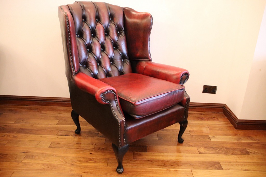 Chesterfield Wingback Ox Blood Armchair  - Image 9