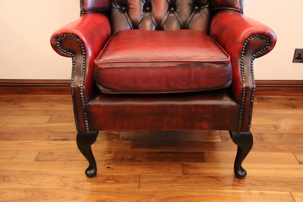 Chesterfield Wingback Ox Blood Armchair  - Image 11