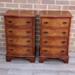 Pair of Walnut Serpentine Bedside Tables