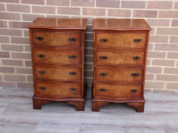 Pair of Walnut Serpentine Bedside Tables