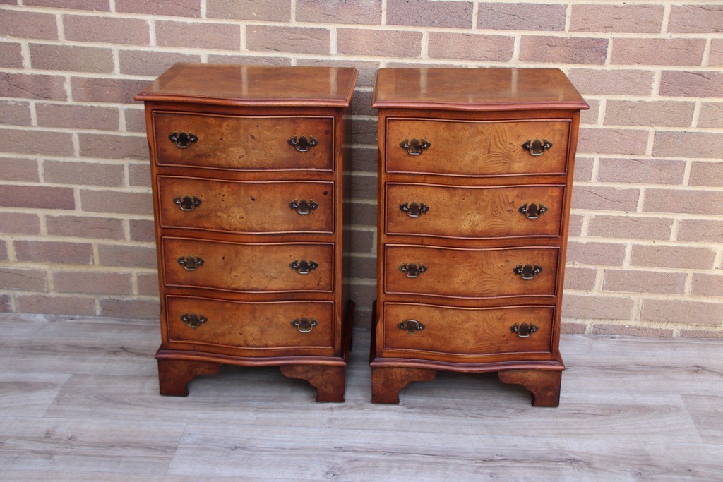 IMG_9530 Pair of Walnut Serpentine Bedside Tables - Image 1