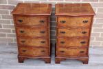 Pair of Walnut Serpentine Bedside Tables - Image 3