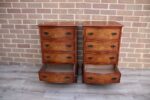 Pair of Walnut Serpentine Bedside Tables - Image 5