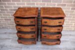 Pair of Walnut Serpentine Bedside Tables - Image 9