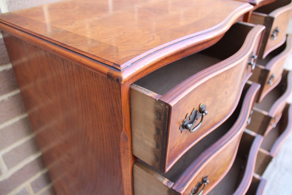 Pair of Walnut Serpentine Bedside Tables - Image 10