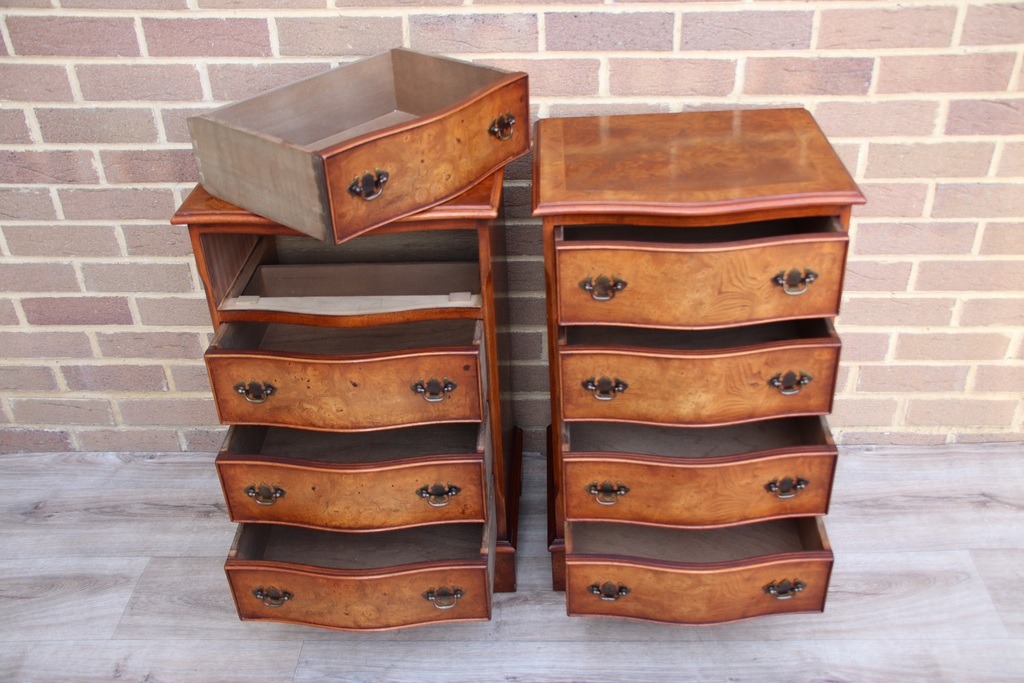 Pair of Walnut Serpentine Bedside Tables - Image 11