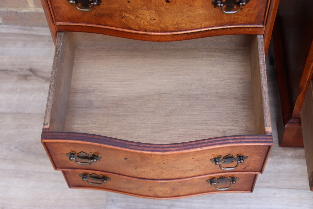 Pair of Walnut Serpentine Bedside Tables - Image 12