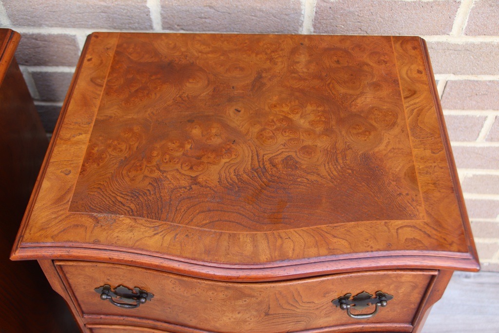 Pair of Walnut Serpentine Bedside Tables - Image 19