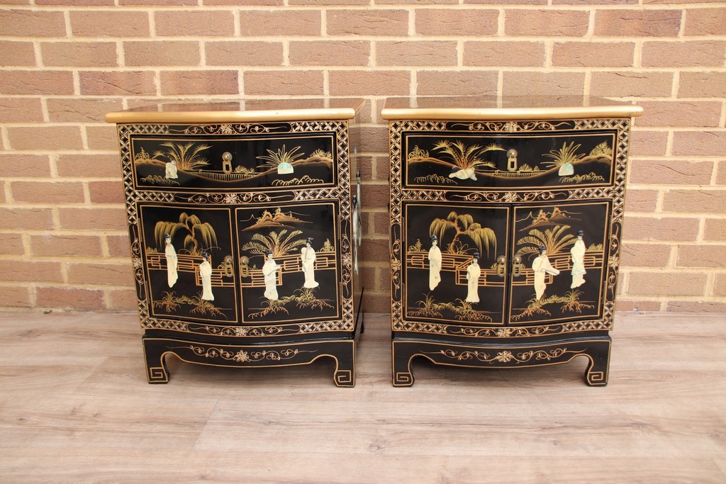 Pair of Chinese-style Bedside Tables - Image 2