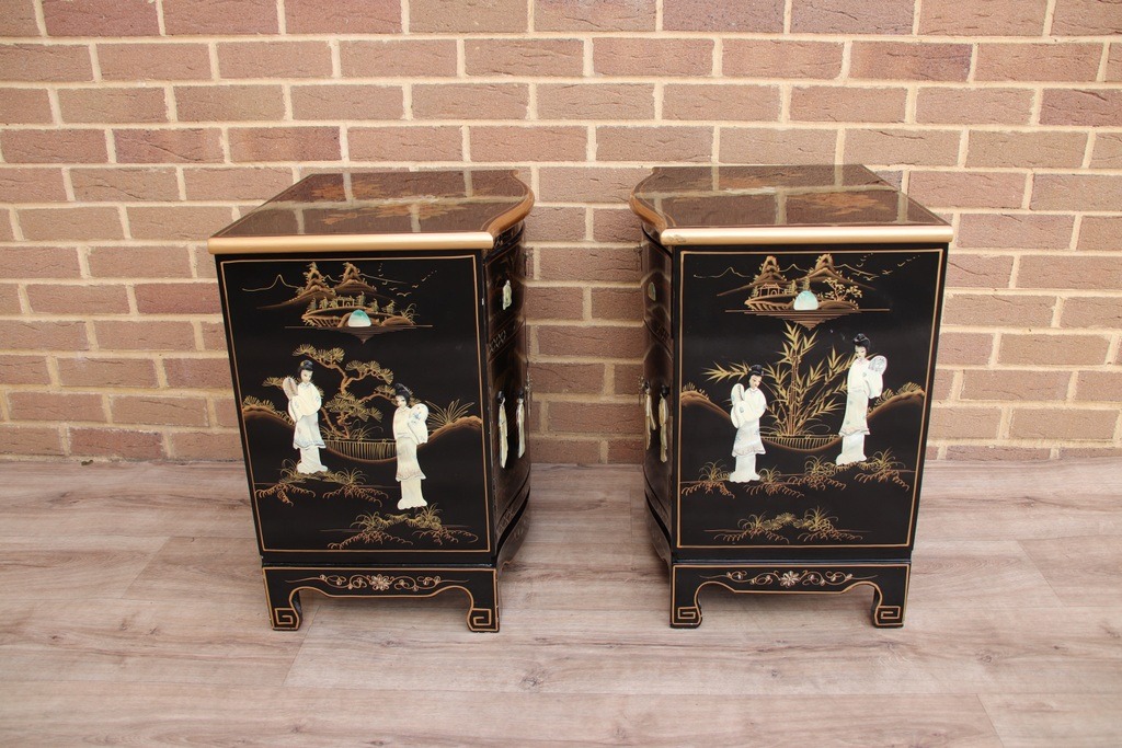 Pair of Chinese-style Bedside Tables - Image 12