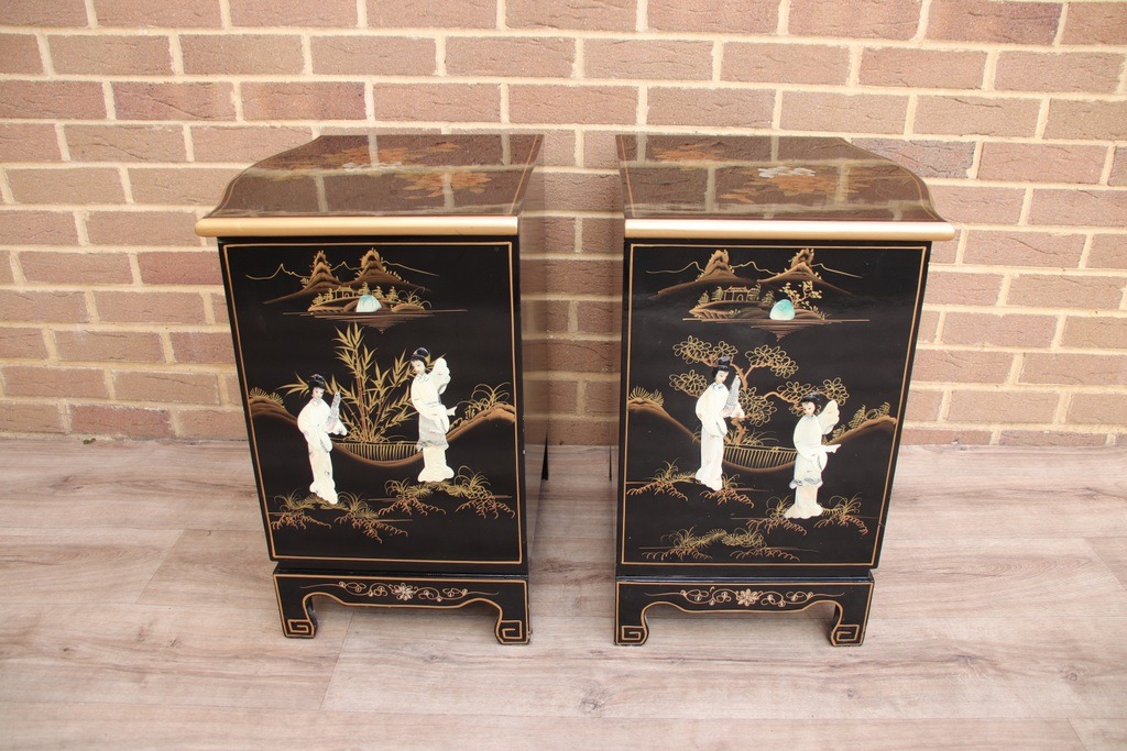 Pair of Chinese-style Bedside Tables - Image 14