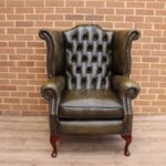 Vintage Queen Anne Wingback Armchair