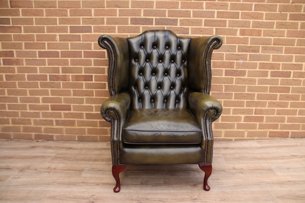 Vintage Queen Anne Wingback Armchair - Image 1