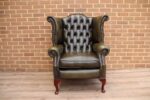 Vintage Queen Anne Wingback Armchair - Image 2