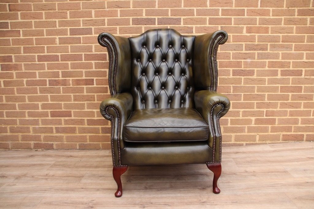 Vintage Queen Anne Wingback Armchair - Image 2