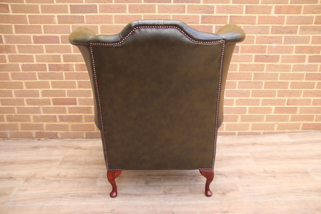 Vintage Queen Anne Wingback Armchair - Image 6