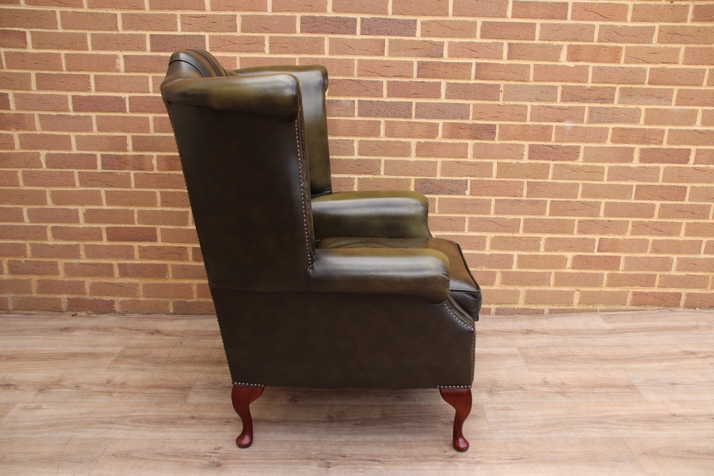 Vintage Queen Anne Wingback Armchair - Image 7