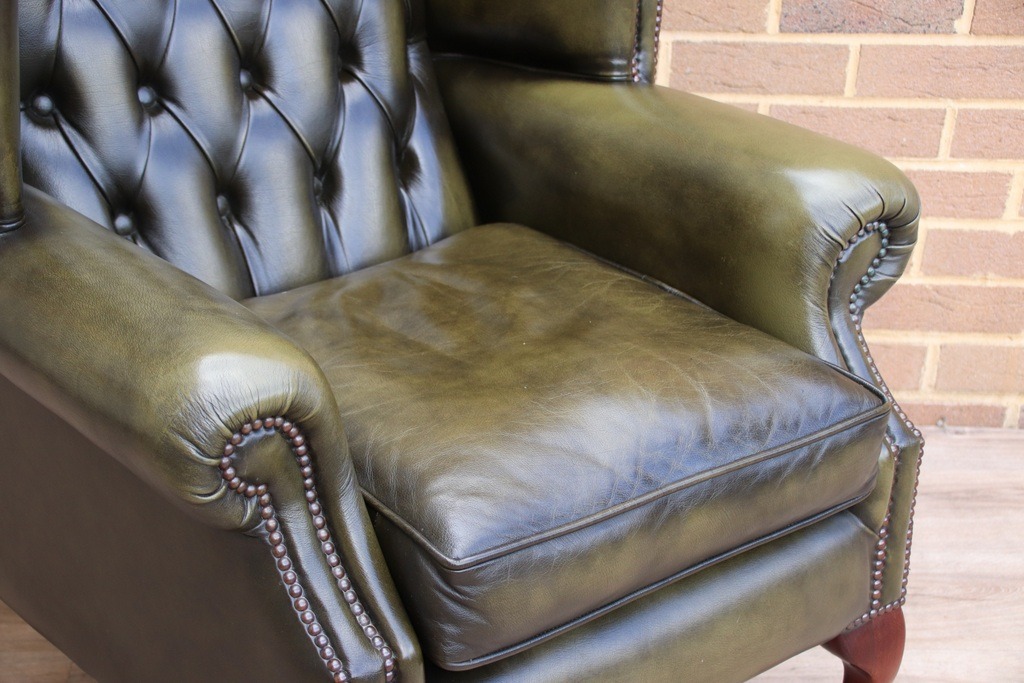Vintage Queen Anne Wingback Armchair - Image 8