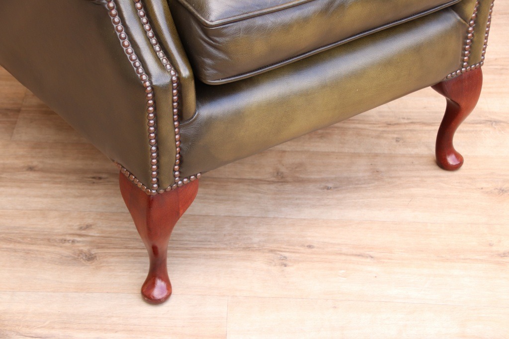 Vintage Queen Anne Wingback Armchair - Image 9