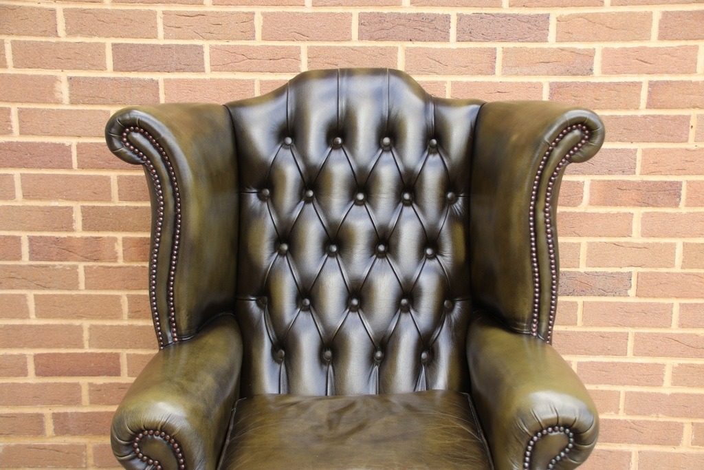 Vintage Queen Anne Wingback Armchair - Image 10