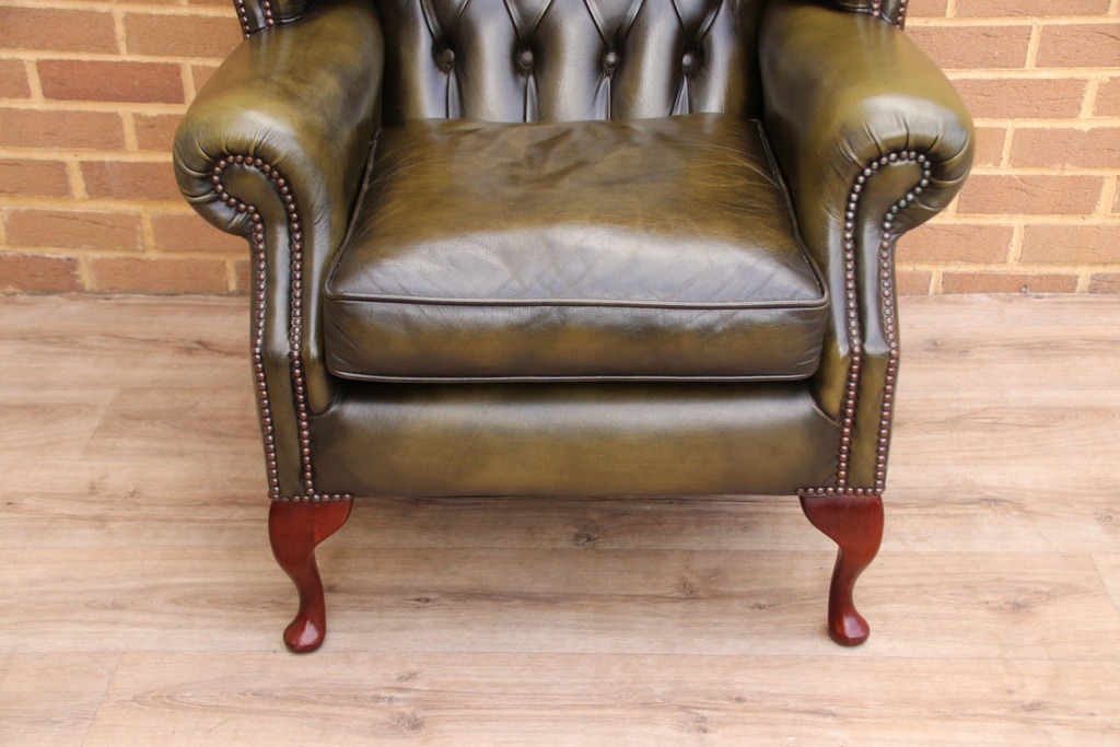 Vintage Queen Anne Wingback Armchair - Image 11