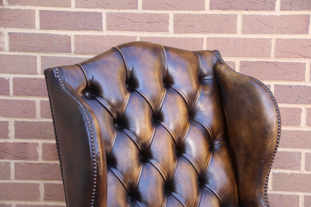 Vintage Chesterfield Wingback Armchair - Image 9