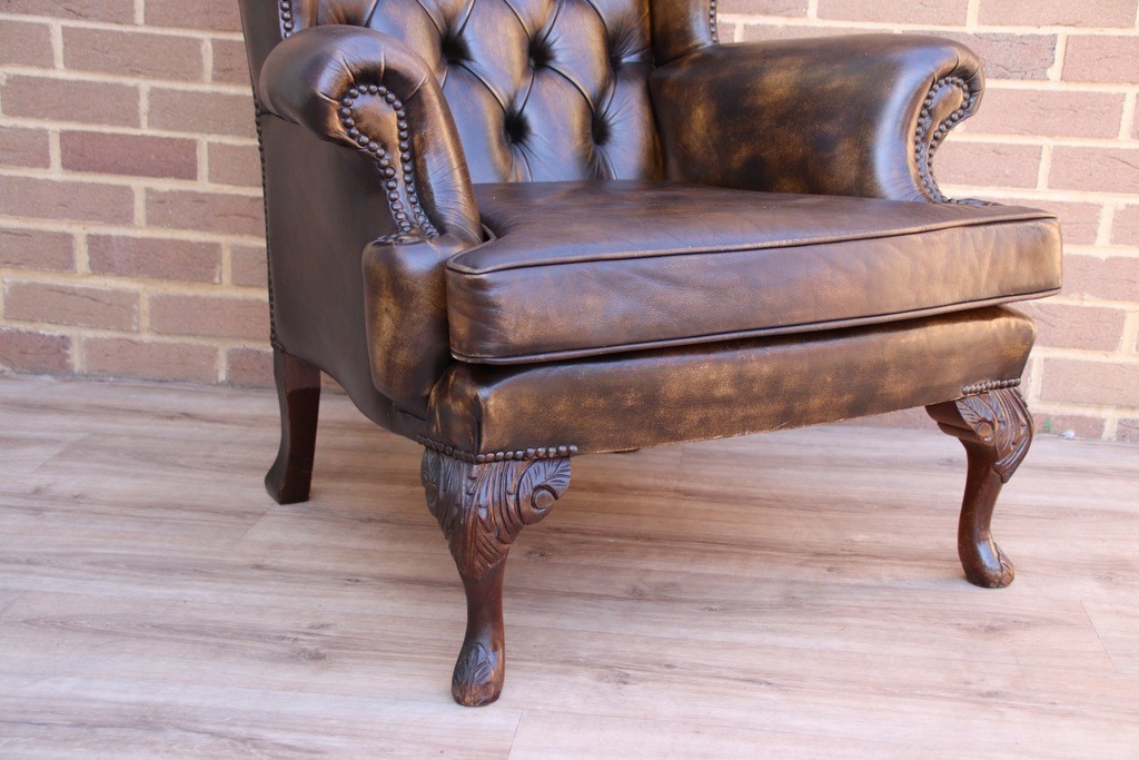 Vintage Chesterfield Wingback Armchair - Image 11