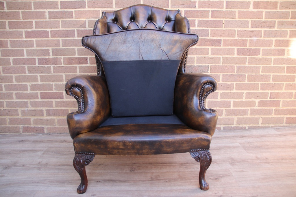 Vintage Chesterfield Wingback Armchair - Image 17