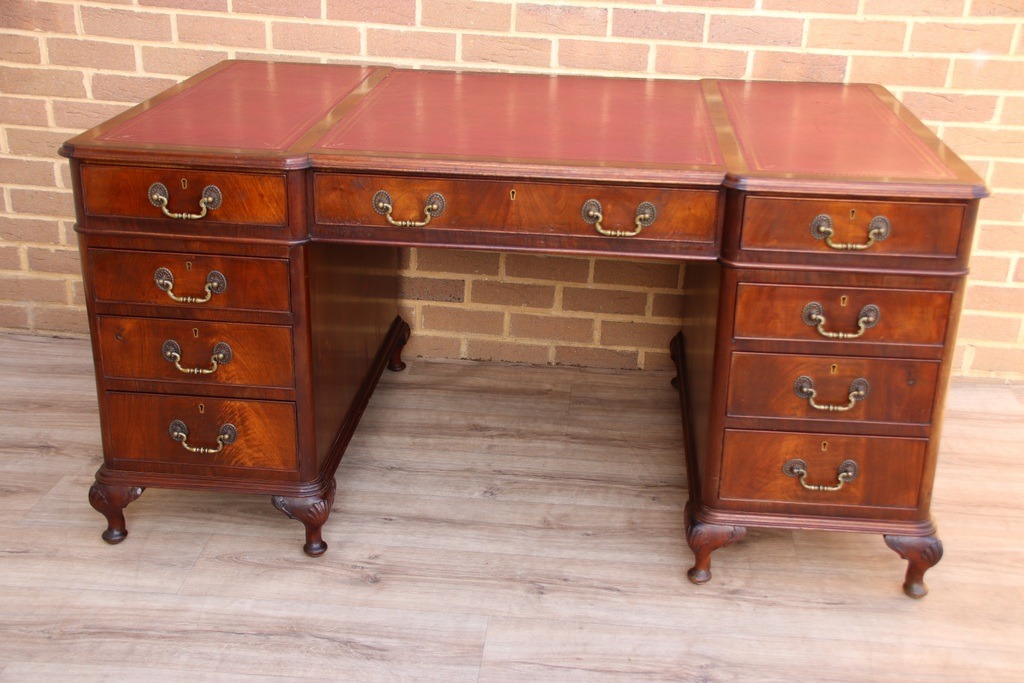 Antique Pedestal Directors Desk - Image 5