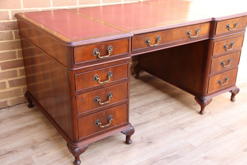 Antique Pedestal Directors Desk - Image 3