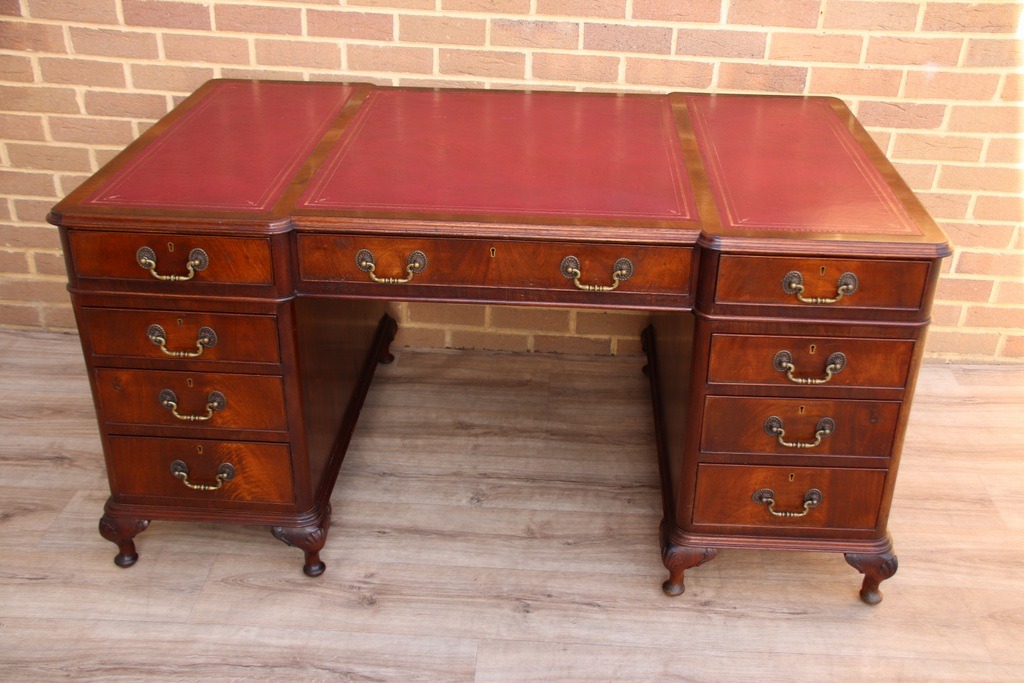 Antique Pedestal Directors Desk - Image 6