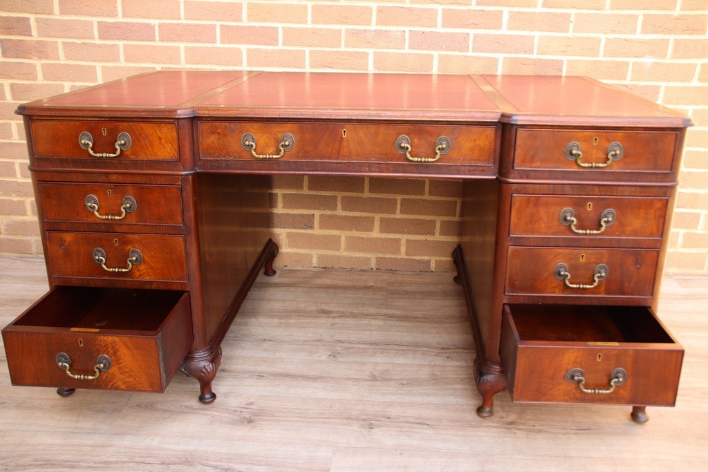 Antique Pedestal Directors Desk - Image 7