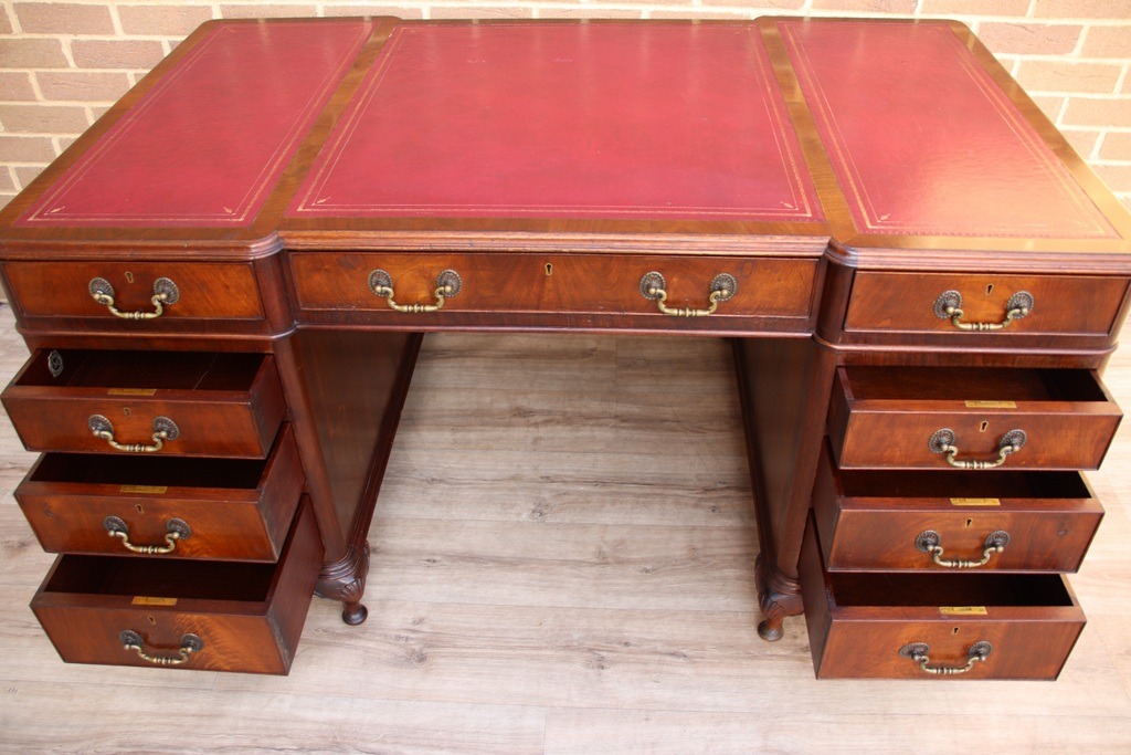 Antique Pedestal Directors Desk - Image 8