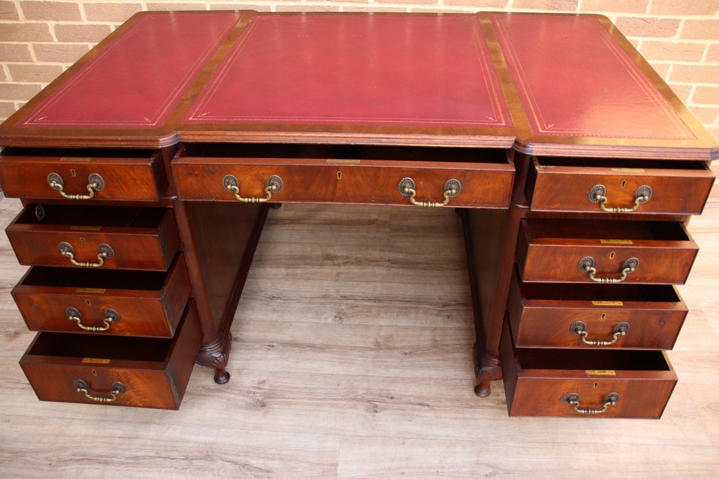 Antique Pedestal Directors Desk - Image 10