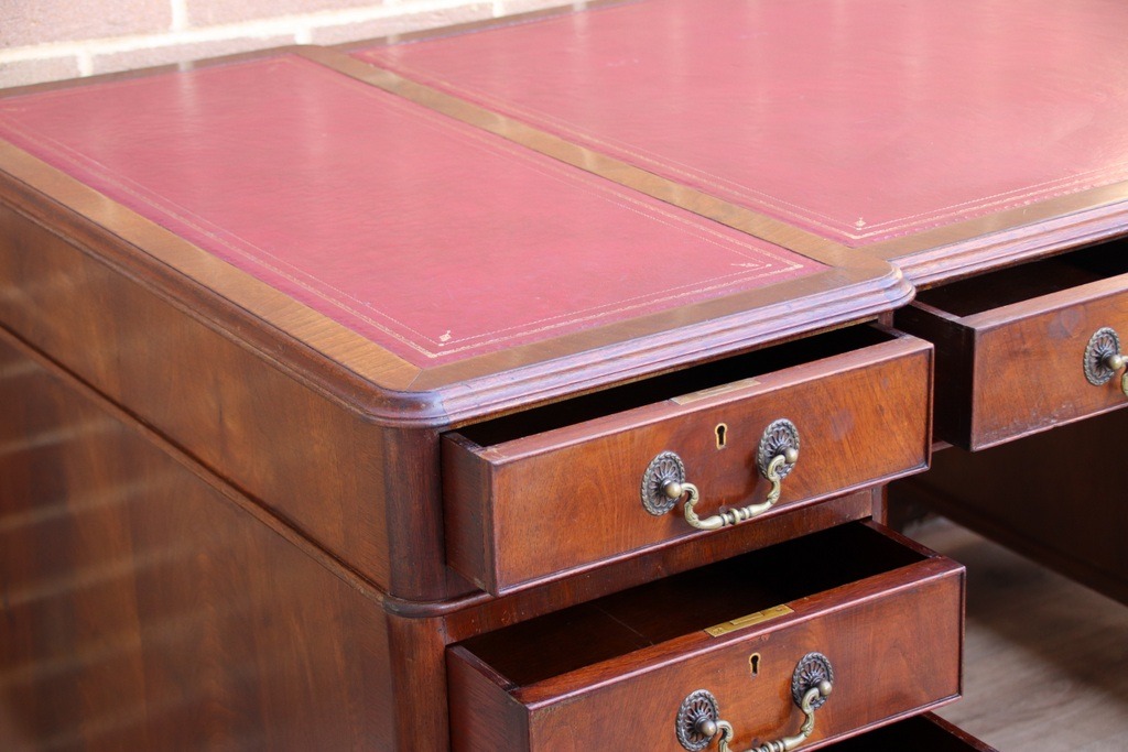 Antique Pedestal Directors Desk - Image 11