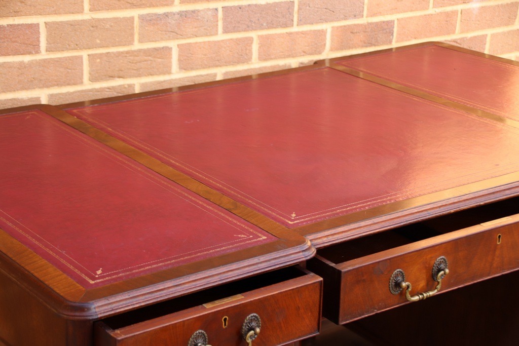 Antique Pedestal Directors Desk - Image 12