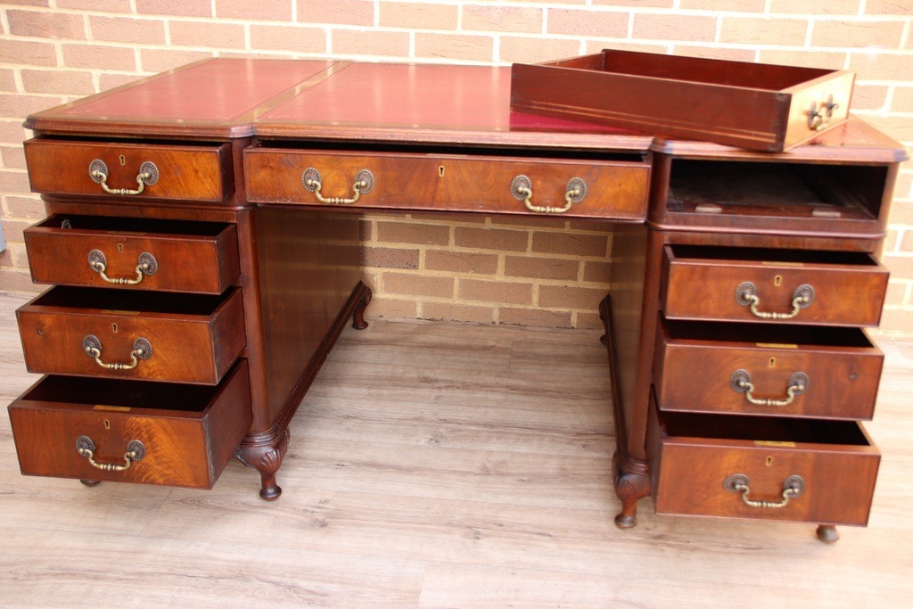 Antique Pedestal Directors Desk - Image 13