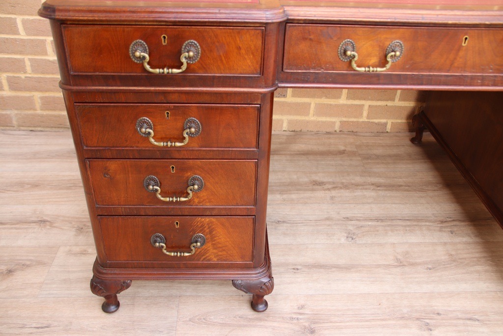 Antique Pedestal Directors Desk - Image 14