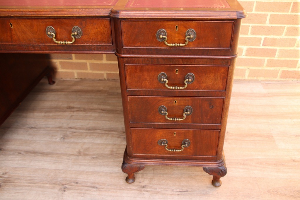 Antique Pedestal Directors Desk - Image 16