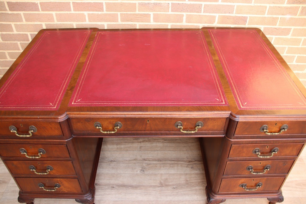 Antique Pedestal Directors Desk - Image 19