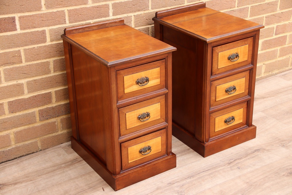 Pair of Vintage Inlaid Bedside Tables - Image 2