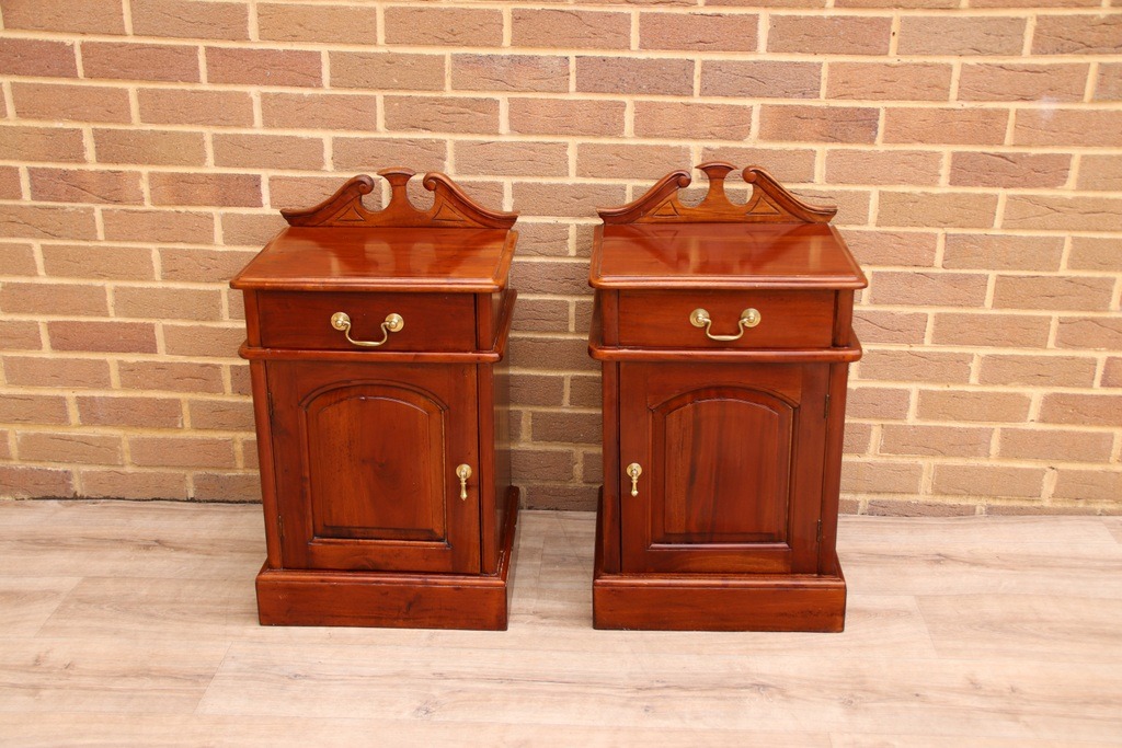 Pair of Mahogany Crafted Bedside Tables - Image 1