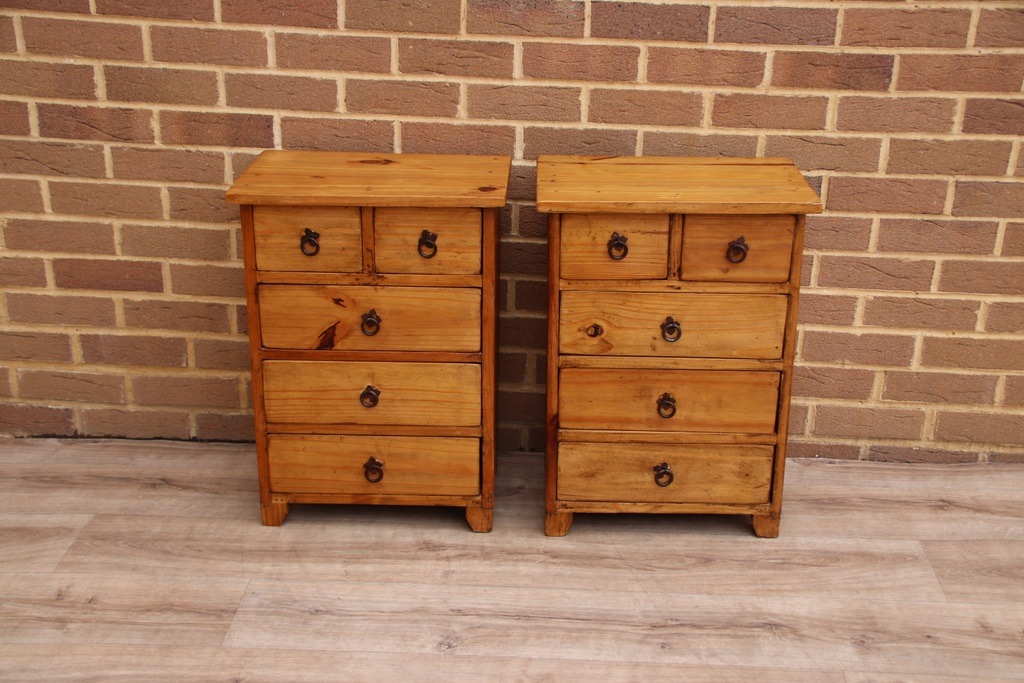 Pair of Rustic Wood Bedside Tables - Image 1