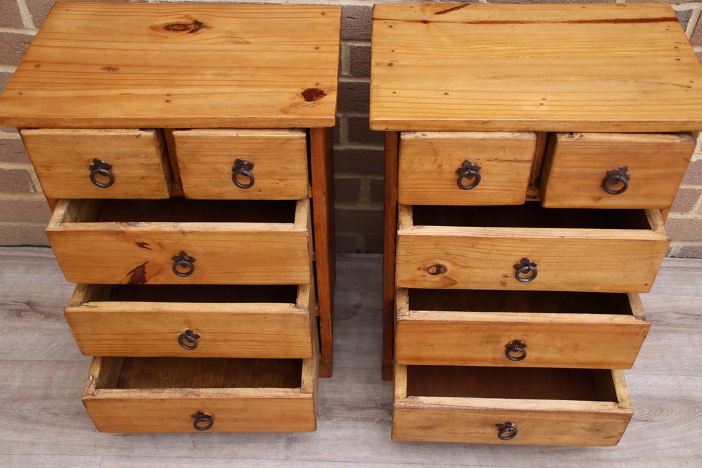Pair of Rustic Wood Bedside Tables - Image 7