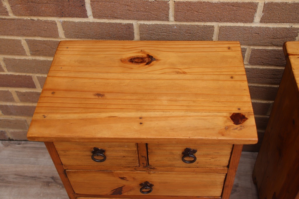 Pair of Rustic Wood Bedside Tables - Image 17